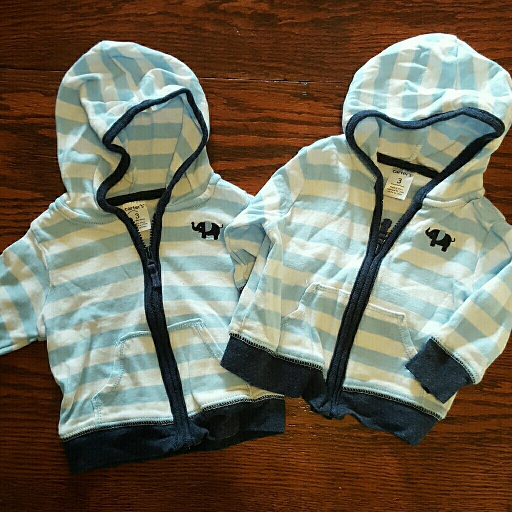 Twin Carter's 3m elephant stripe hoodies